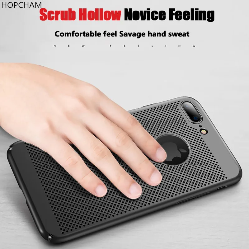 for iPhone 7 5 5S SE case Ultra Slim Grid Heat Dissipate Phone Case For 6 S 6S 8 Plus X Matte Hard PC Protective Cover |