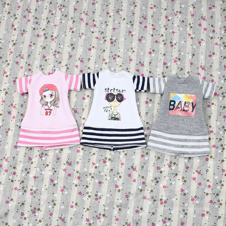 

Outfits for Blyth doll one piece short sleeve shirt suit for 1/6 azone BJD pullip licca