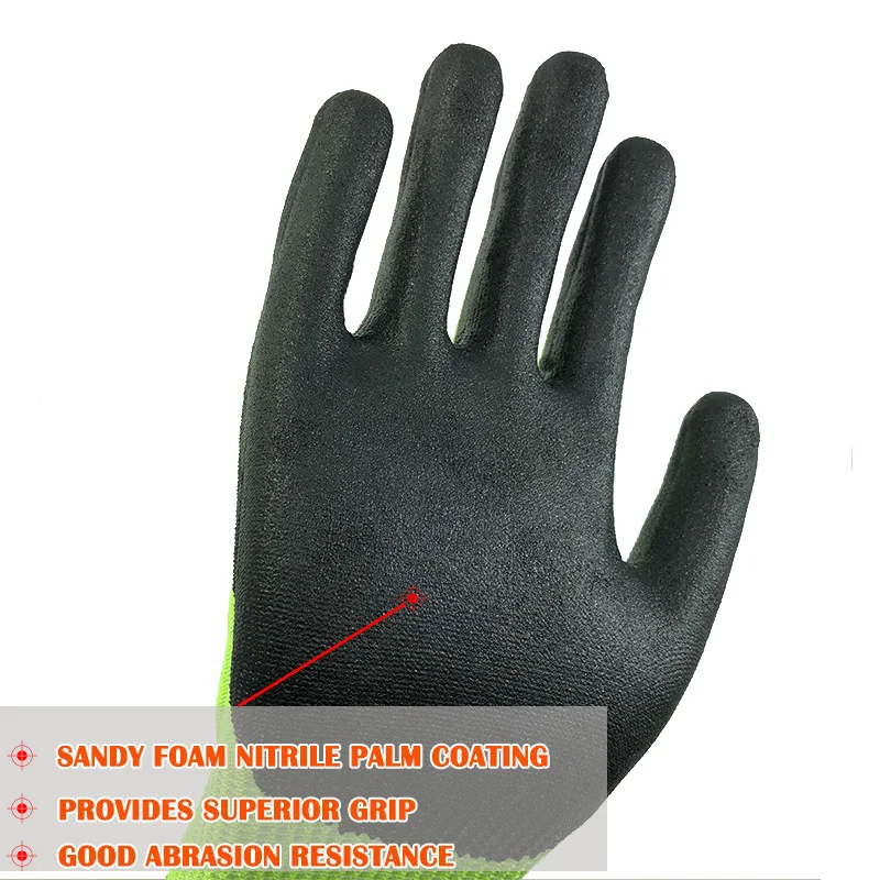 NMSafety 1 Pair High Quality Super Soft Type Hi-viz Yellow Safety Cut Resistant Working Gloves