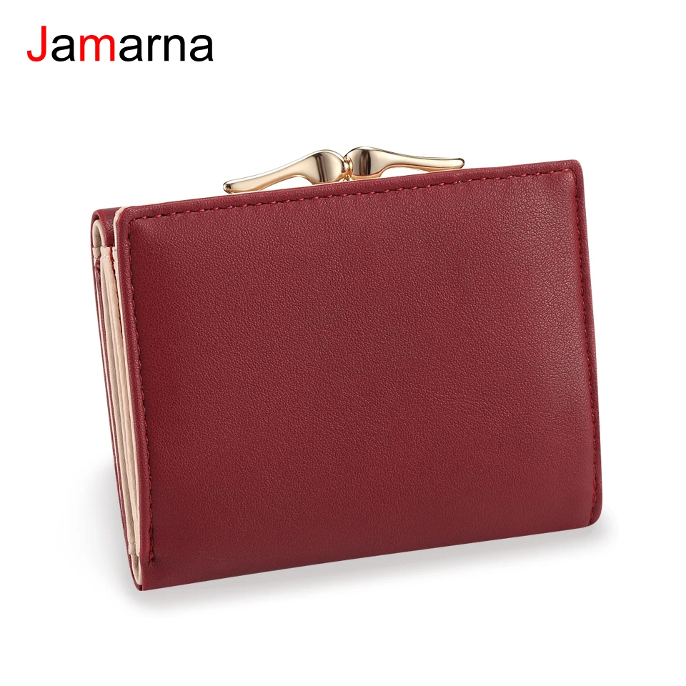 Jamarna محفظة الإناث بو محفظة نسائية للعملات المعدنية المشابك صغيرة حافظة نقود النساء الأحمر سليم محفظة حامل بطاقة محفظة صغيرة للعملات لصق