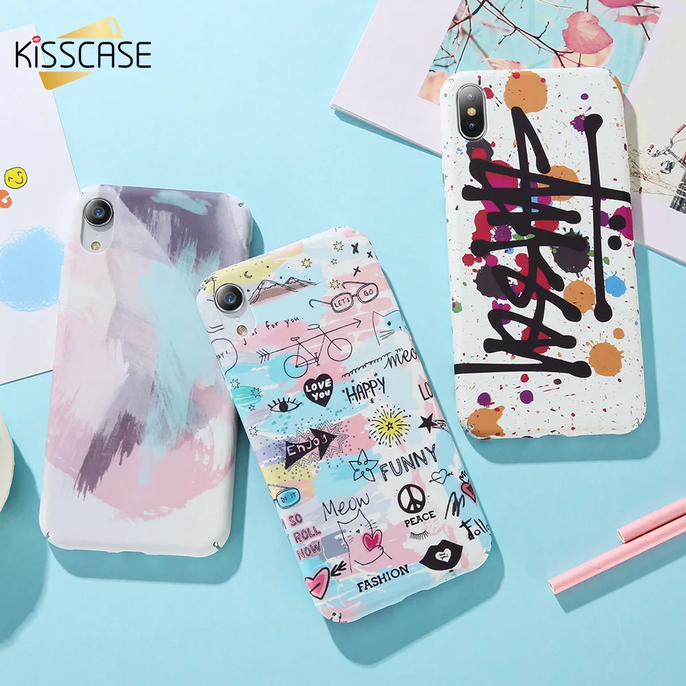 

KISSCASE Fantasy Graffiti Case For iPhone X XR XS Max Smooth Matte Hard PC Case For iPhone 8 7 6 6s Plus Cover Phone Accessories