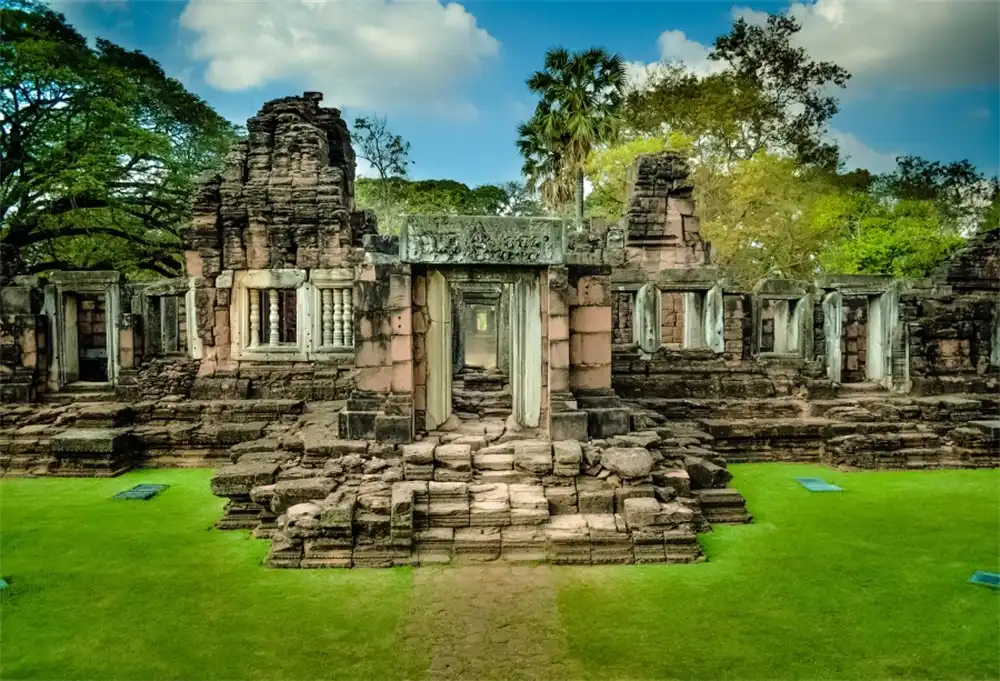 Laeacco Old Temple Stone Building Photography Backgrounds