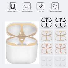 Металлическая защита от пыли для Apple AirPods Funda, чехол, аксессуары, защитная наклейка, защита кожи для AirPods 1 2, наклейка с милым рисунком