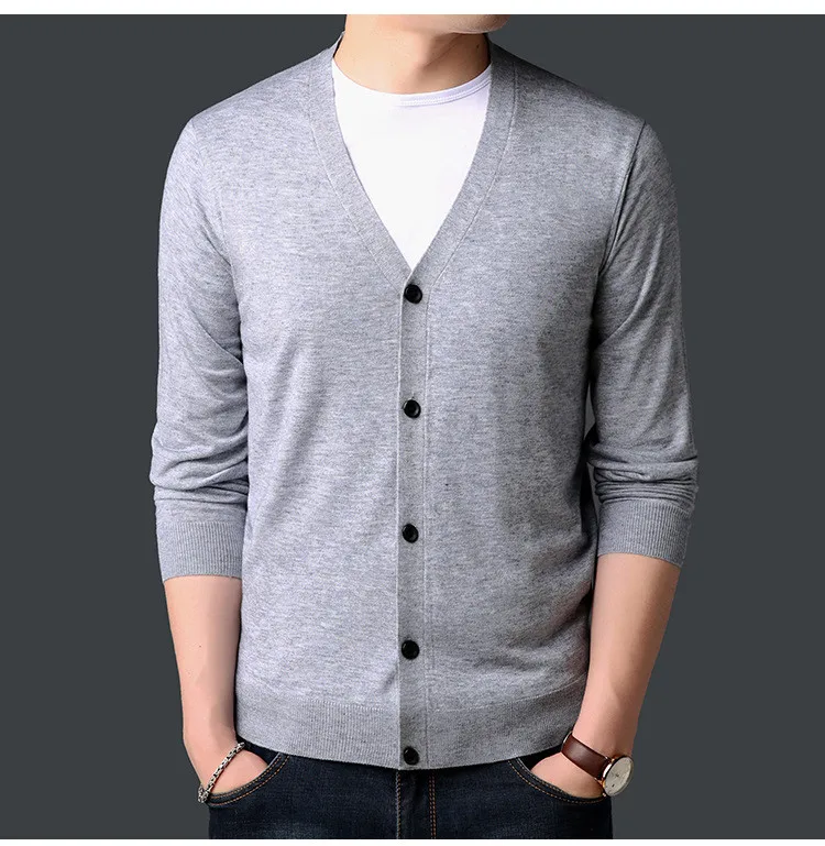 Бренд MRMT, весенне-осенние мужские вязаные свитера, пальто для мужчин, тонкие однотонные модные свитера с длинными рукавами, куртки - Цвет: Серый