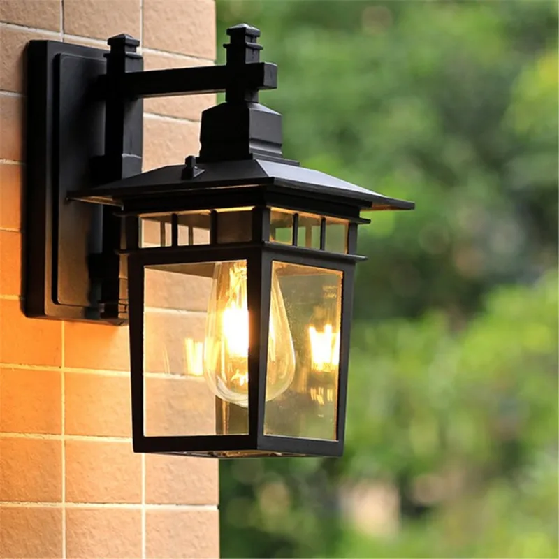 Lâmpada de Parede Luzes do Jardim ao ar Portão do Jardim Lâmpadas de Parede Luzes da Varanda Lanterna à Prova Livre Decoração Pátio Corredor Água Preta d' 2 De Parede Pátio Corredor Corredor Luzes Da