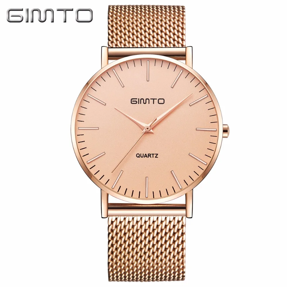 

GIMTO Luxury Brand Gold Men Watch Steel Waterproof Lovers Clock Business Quartz Male Wrist Watches Sport Relogio Montre Reloj