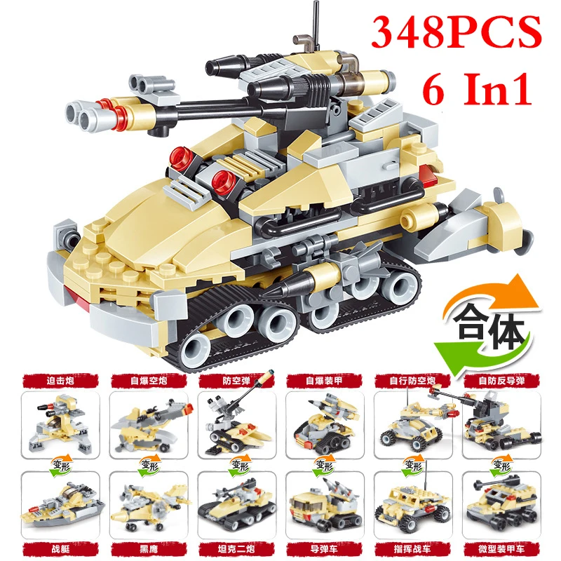 

348Pcs Legoings 6 In 1 SWAT for Aircraft Carri Bricks Models Building Blocks Military Ship DIY Model Kits Boy Gifts Kids Fun Tos