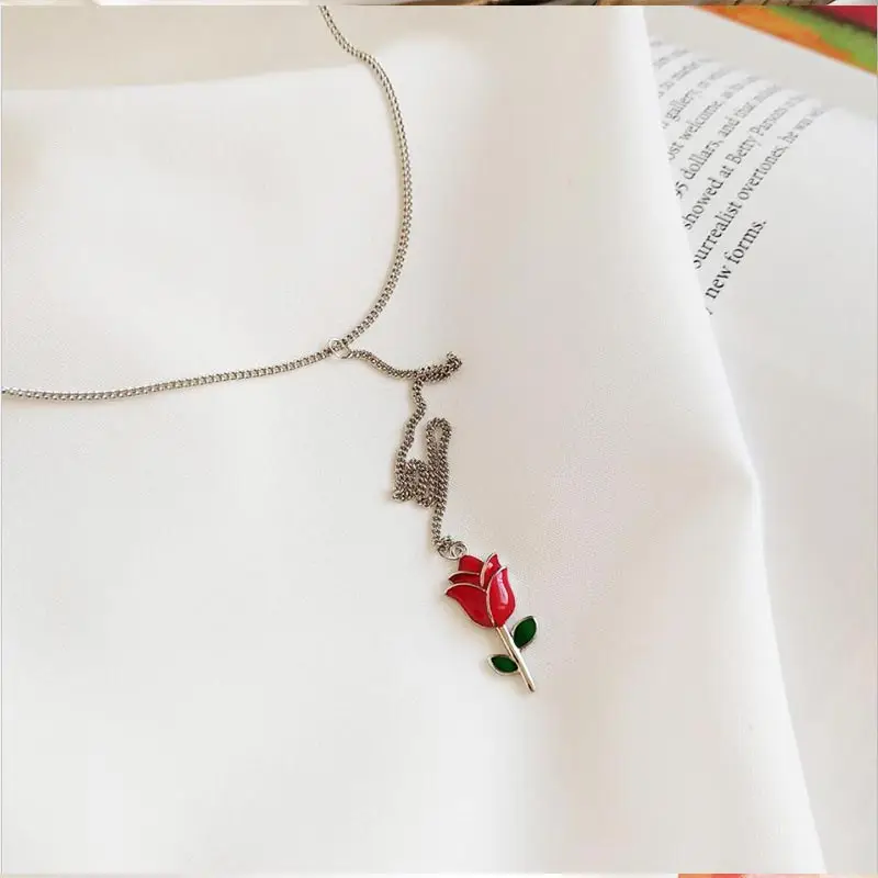 

925 sterling silver necklace for women rose pendant necklace fashion jewelry for banquet wedding party anniversary engagement