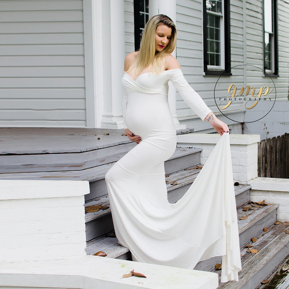 Maternity gown Cotton Maternity Dress maternity photography props Fancy shooting photo baby shower pregnant dress