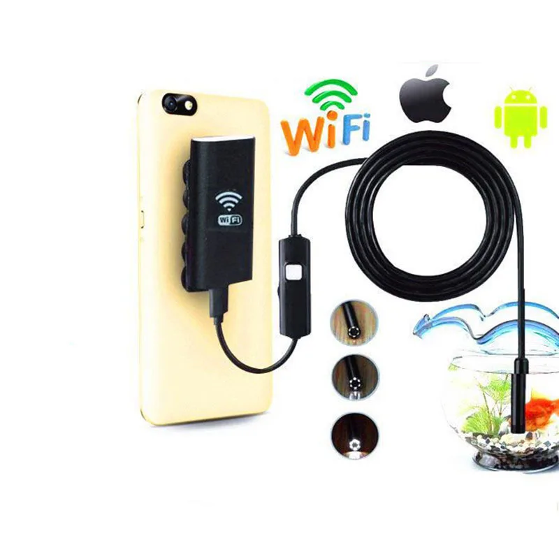

Wifi Endoscope Camera Waterproof 720p 8mm 6LED Inspection Camera Borescope For Smartphone USB Endoscope Wireless