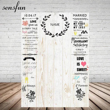 

Sensfun Photography Backdrop For Weddings White Wood Backgrounds For Photo Studio Custom Name Date