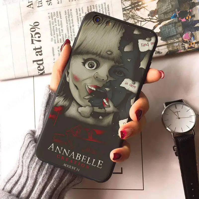 Чехол MaiYaCa Annabelle из фильма ужасов с цветным рисунком для iphone X, 8, 8 plus, черный чехол, 7, 7 plus, 6, 6s