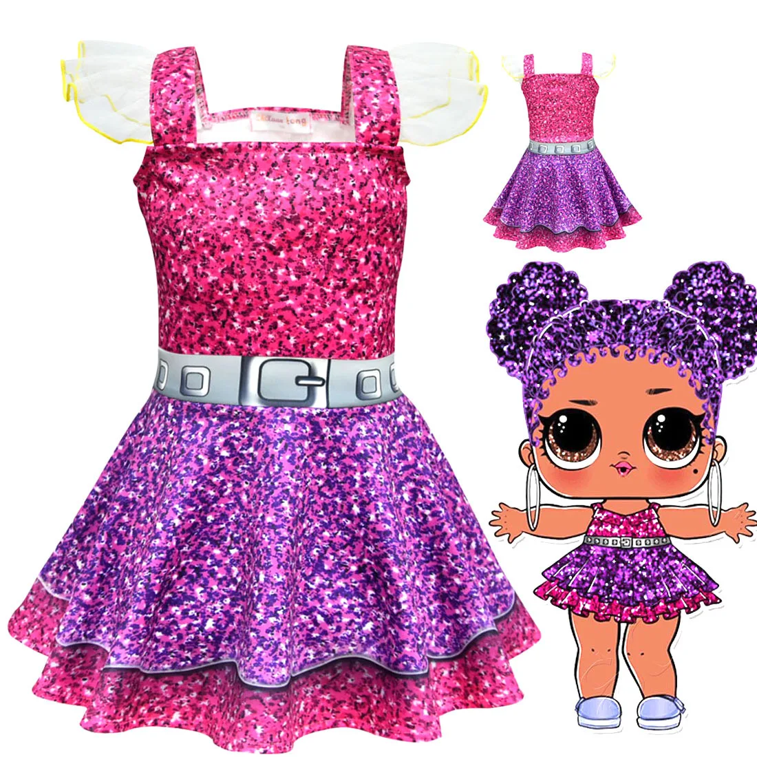 

Children Kids Girls Ballerina Ruffles Tutu LOL Fancy Party Sparkling Dance Ballet Dress Doll Costumes Ballet dress girl