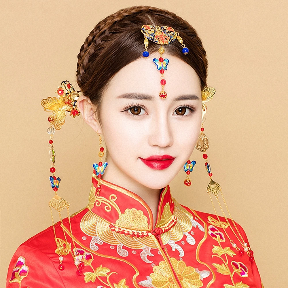Этнические украшения для волос, свадебный головной убор невесты, китайский стиль, кисточка, головной убор, пошаговые коктейли, женский костюм, свисающийся спереди, Bijoux