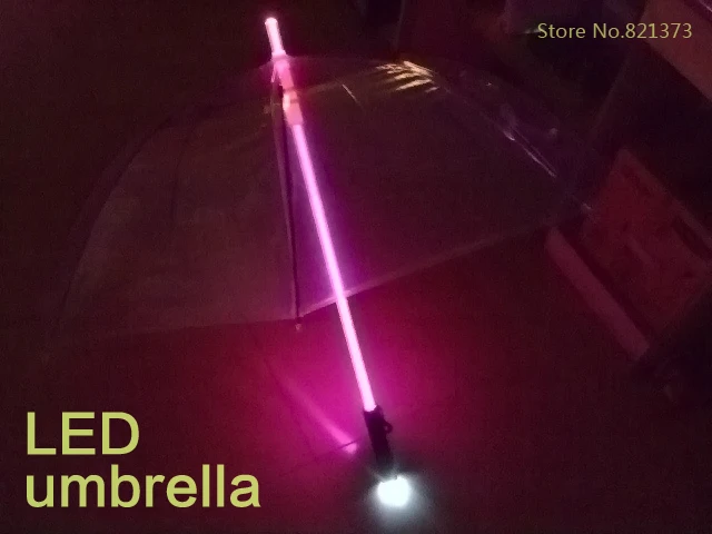 

Colorful led flashlight umbrella, transparent parasol, light saber sword clear umbrella gifts for wedding
