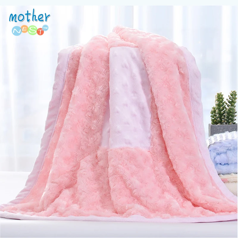 

Mother Nest Baby Muslin Blanket Newborn Super Soft Rose Fleece Double Layer Patchwork Swadding Thermal Bed Set 3 Colors 29x29in