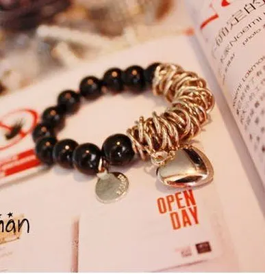 Женский браслет B11 черный бисер имитация жемчуга|bracelet heart|braceletbracelet mold |