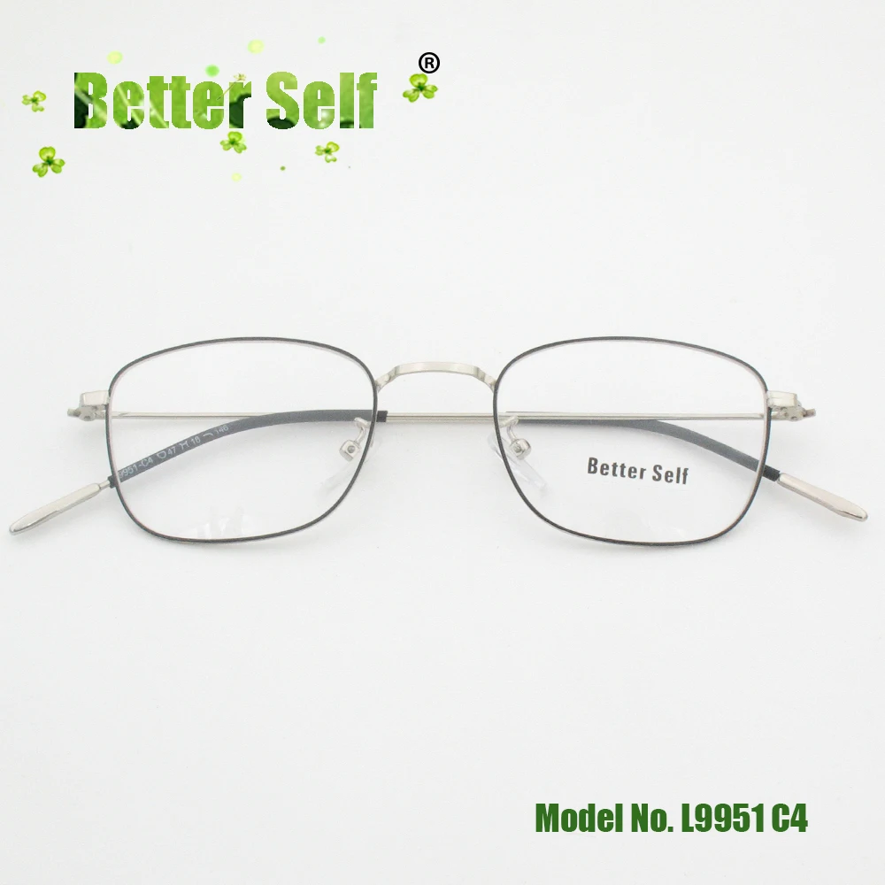 Металлические очки, тонкие световые очки, квадратные очки для глаз, оправа для женщин и мужчин, можно сделать линзы по рецепту, беттер Селф L9951