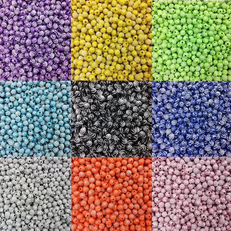 

Fashion 100pcs/lot 8mm 13 Color DIY Jewelry Pattern Acrylic Beads For Bracelet Necklace Free Shipping