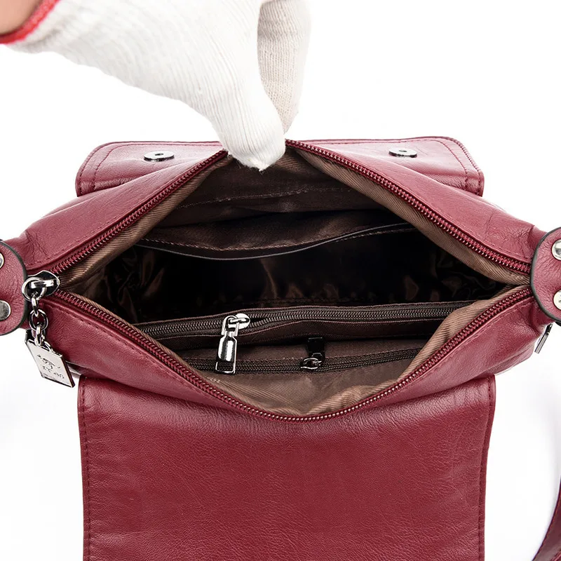 Koop Hot Koop Ruches Vrouwen Gewassen Lederen Tas Designer Luxe Handtassen schoudertas dames Rode Vintage Vrouwelijke Schoudertassen