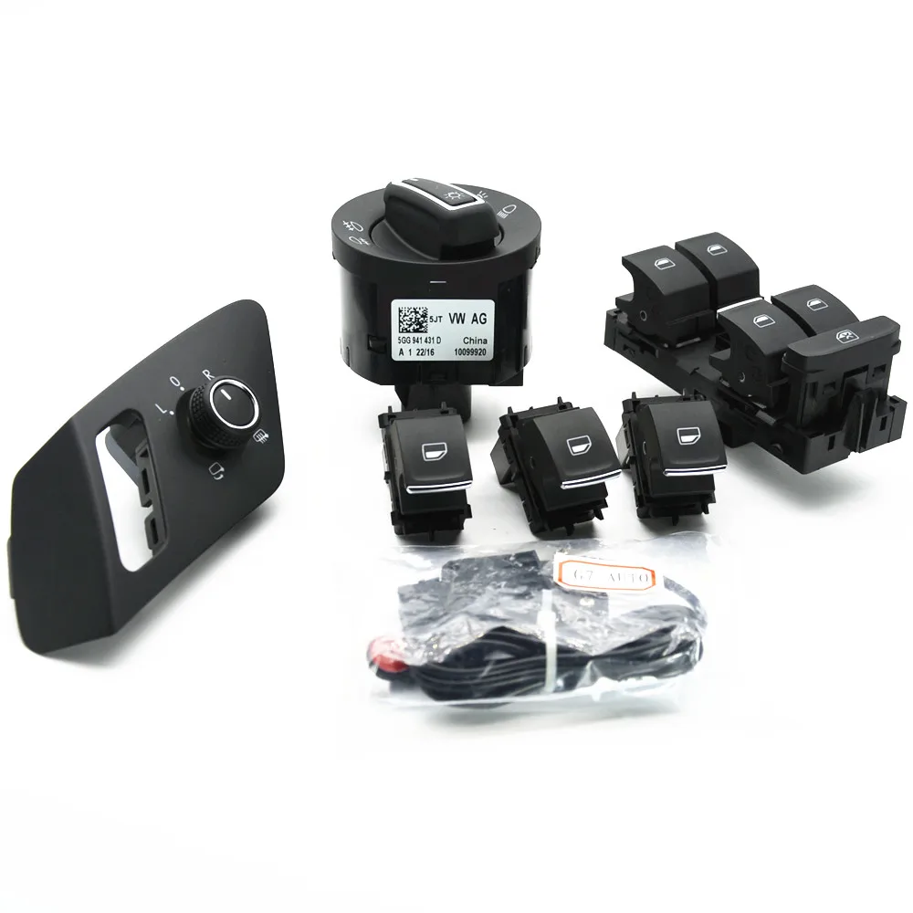 7Pcs for VW Golf MK7 Driver Side Master Window Switch Passenger Side Mirror Controller Button 5GG959857A