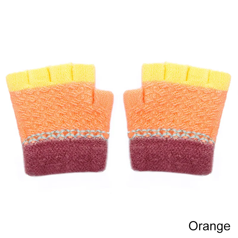 REAKIDS, модные детские перчатки, вязаные зимние детские перчатки, новые хлопковые детские перчатки для девочек и мальчиков, зимние перчатки - Цвет: Orange