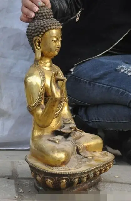 

song voge gem S6476 18"tibet buddhism temple bronze gilt sakyamuni Tathagata Amitabha buddha statue