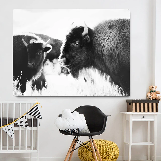 Black and White Highland Cow Cattle Wall Canvas Art Nordic Painting Poster and Print Scandinavian Wall Black and White Highland Cow Cattle Wall Canvas Art Nordic Painting Poster and Print Scandinavian Wall Picture for Living Room