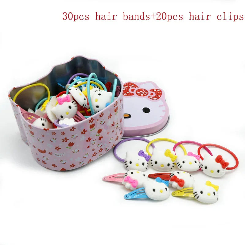 AD17075 50 штук заколки для волос в коробке hello kitty девочки дети украшения волос аксессуары лента бант зажим для волос шпильки