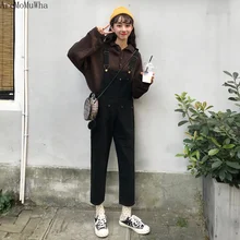 AreMoMuWha женские джинсы в Корейском стиле версия свободные джинсы весна новые черные джинсы с сеткой красные потертые черные джинсы QX612