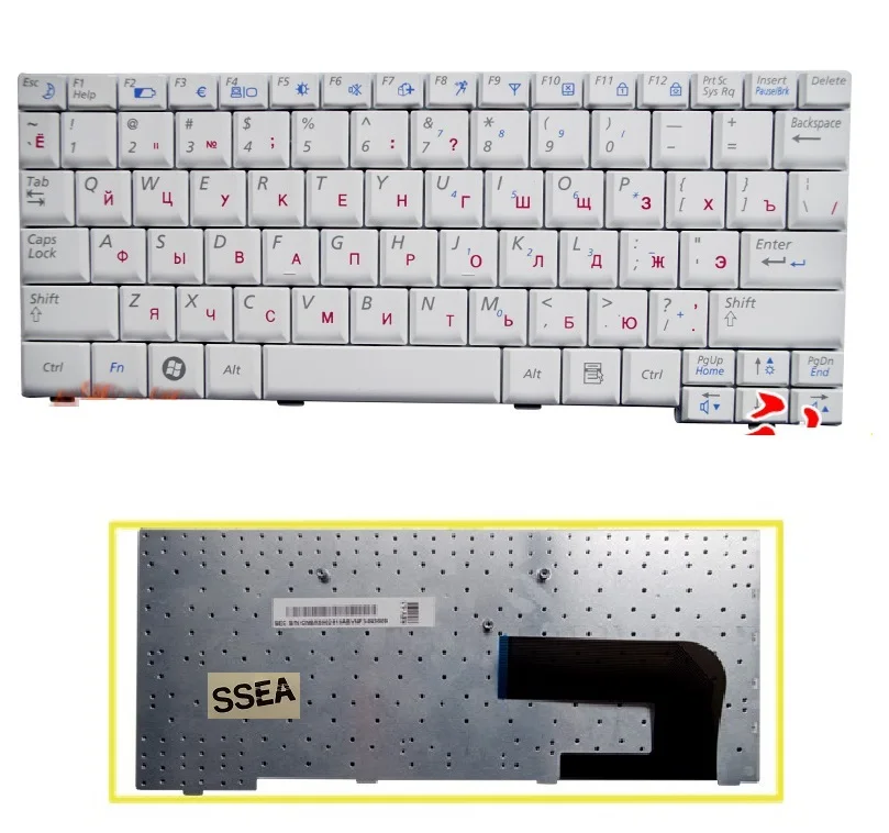 Новая русская клавиатура SSEA белая для ноутбука Samsung NC10 ND10 N108 N110 N128 N140 NP10 N130 NC310 |
