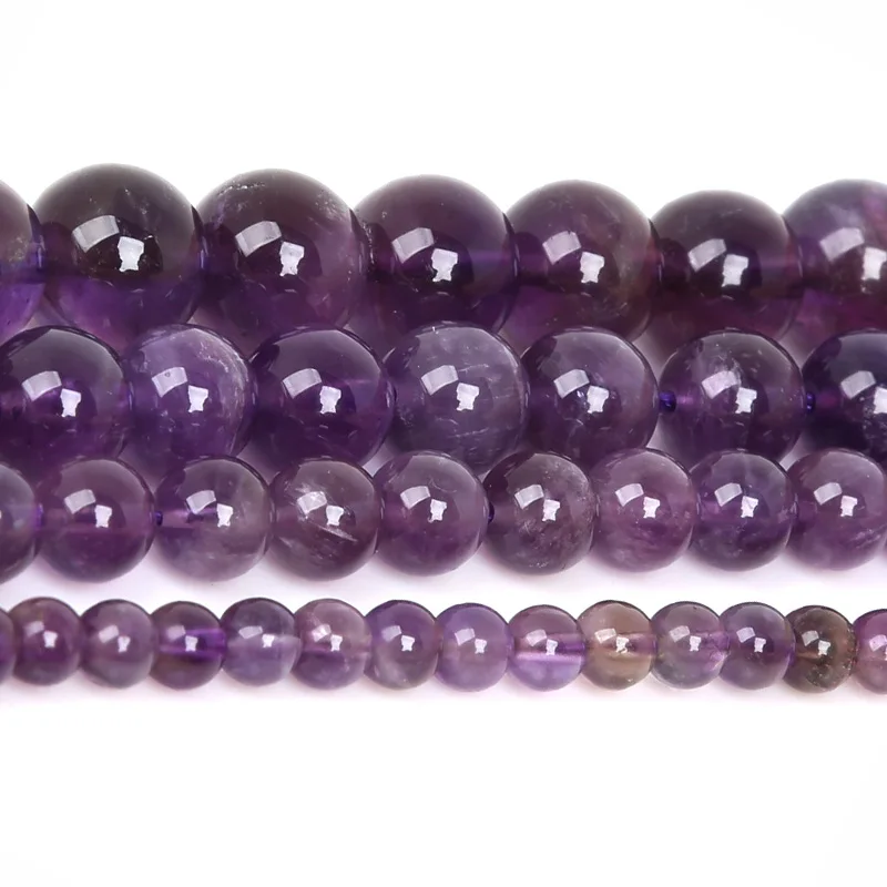 NiceBeads, 4, 6, 8, 10 мм, фиолетовые бусины, Натуральный Камень Amythest, бусины для рукоделия, свободные бусины для женщин, бисер для изготовления ювелирных изделий, пряди, сделай сам