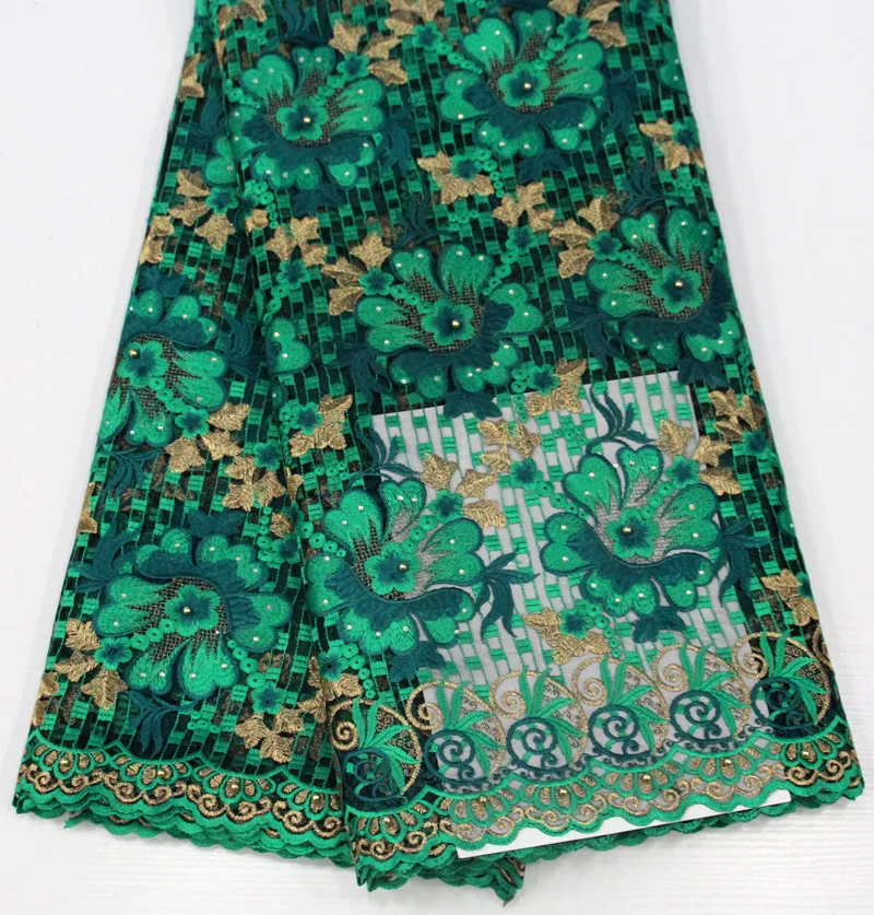 

Nigerian Lace Fabrics 2018 green African French Net Lace Fabric Embroidered Tulle Mesh Lace Fabric African Fabric Dress