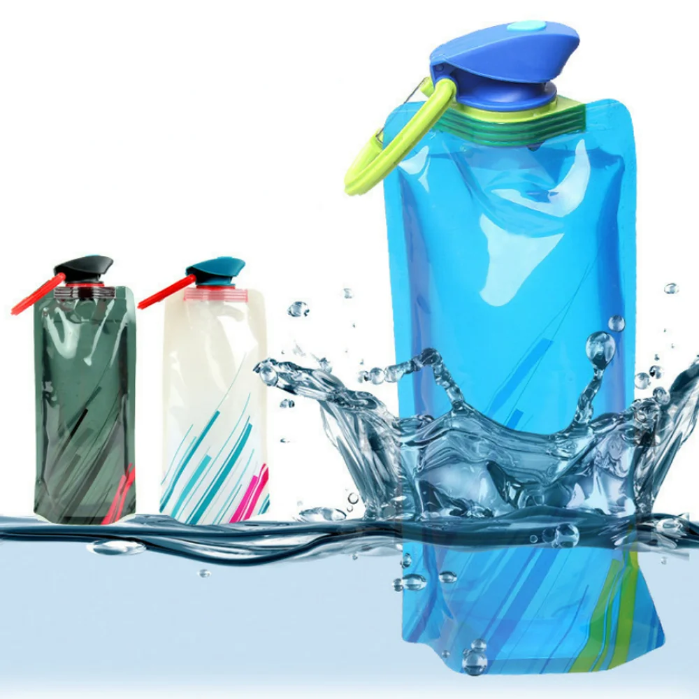 

New 700mL Reusable Water Bottles Bag with Foldable Leakproof for Outdoor Sports Hydro Flask Travel Drink Water Pouch Kettle