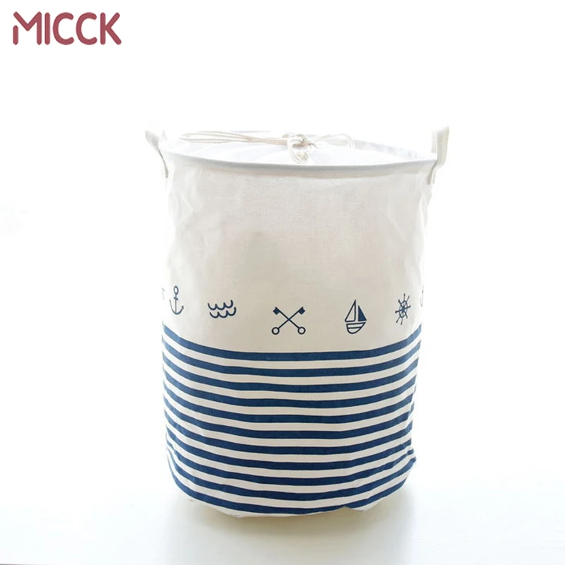 

MICCK New Folding Storage Basket Waterproof Creative Thickened Toy Linen Laundry Barrel Handle Round Sundries Bag Organizer