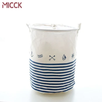 

MICCK New Folding Storage Basket Waterproof Creative Thickened Toy Linen Laundry Barrel Handle Round Sundries Bag Organizer