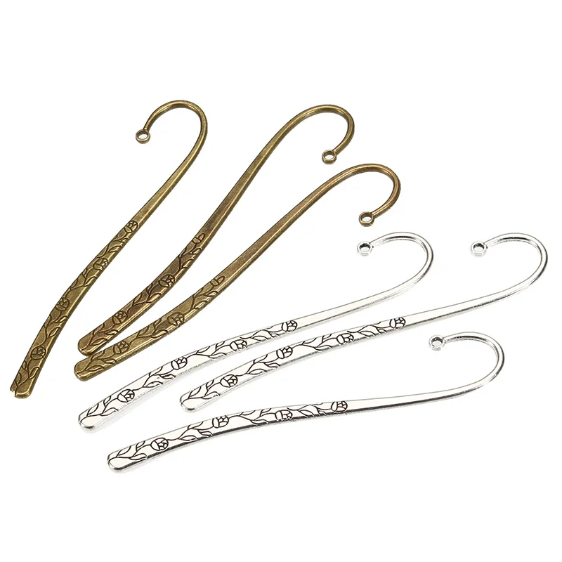 

Kicute 10pcs/pack Floral Plated Lines Vintage Metal Bookmarks Antique Silver Bronze Gift For Books Office School Supplies