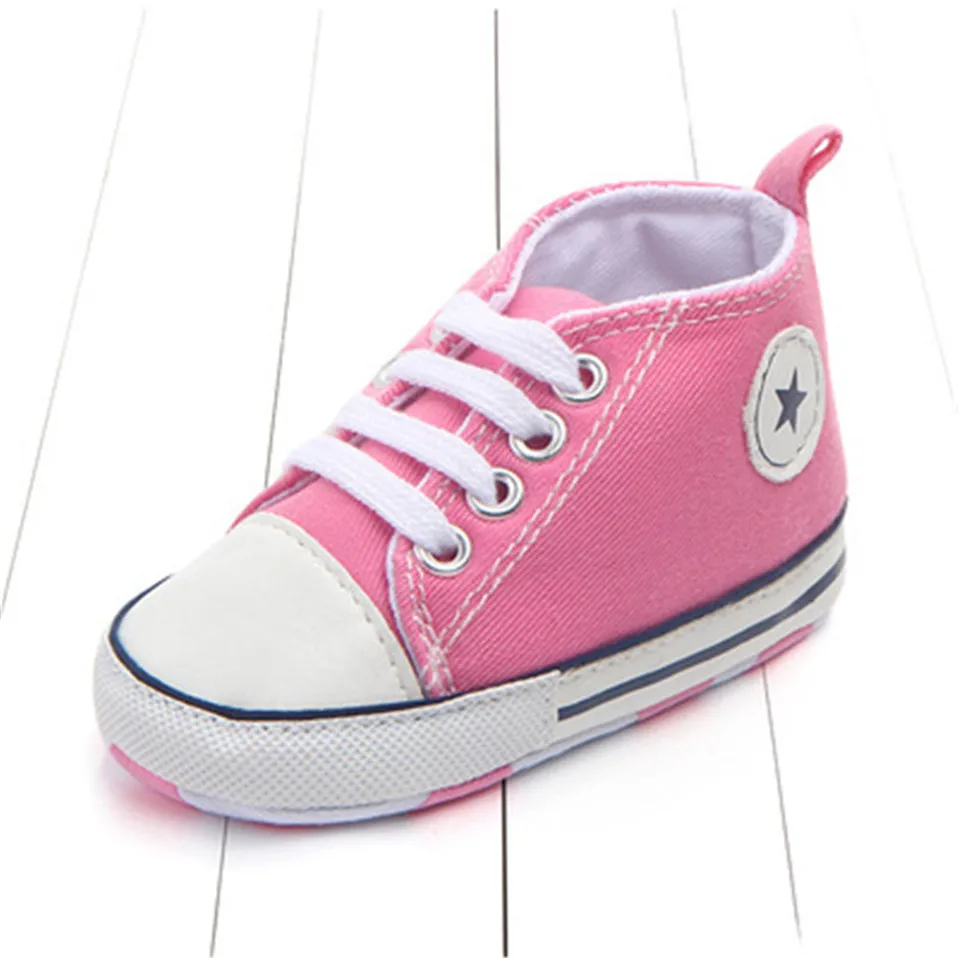 Брезентовые классические спортивные кроссовки для новорожденных мальчиков и девочек, обувь для первых шагов, обувь для малышей с мягкой нескользящей подошвой, детская обувь