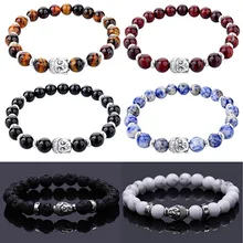 2016 New Design Men’s Fashion Natural Stone Bracelet Concise Lucky Beads Bangle Cuff Jewelry Gift