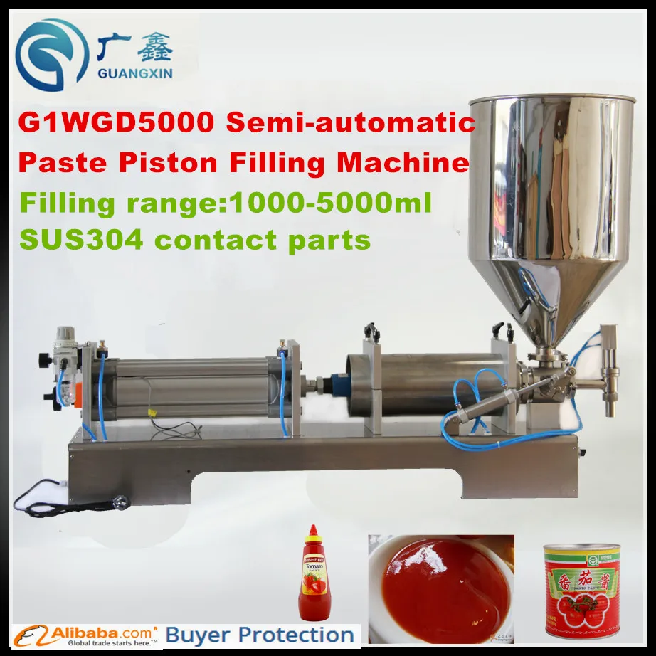 

G1WGD5000 Semi-automatic Paste and Liquid filling machine,Cosmetic Piston Paste Filling Machine (1000-5000ml)with hopper