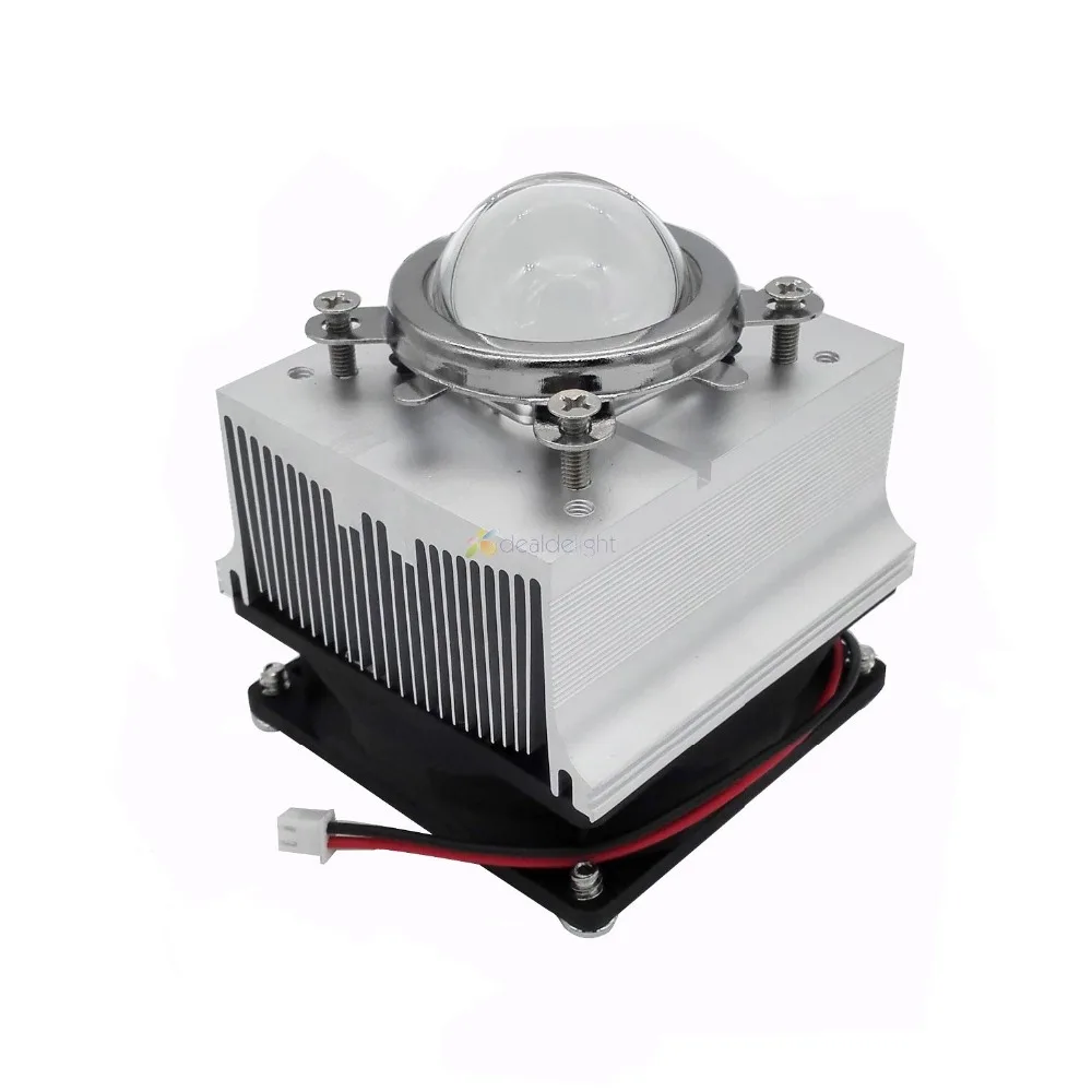 Aluminum Heatsink Cooling Fan Set + 44mm Optical Glass Lens + Reflector
