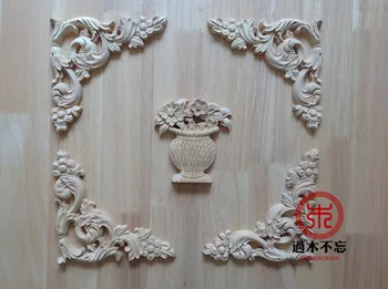 

Don't forget the wooden Dongyang woodcarving vase style flower applique diagonal triangular patch cabinet door flower carved woo