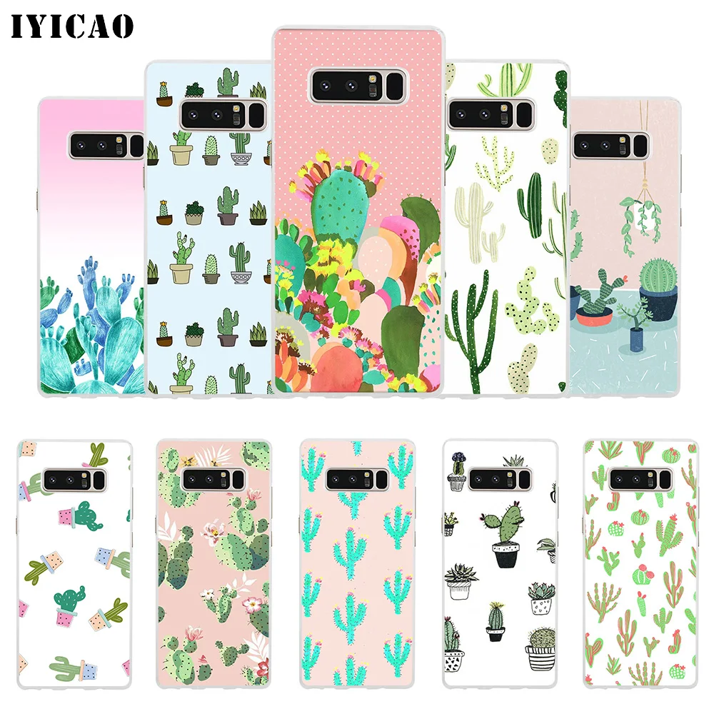 

IYICAO Cute Cactus Soft Silicone Phone Case for Samsung A5 A6 A6 Plus A7 A8 A9 J3 J5 J7 Note 8 9 TPU Cover