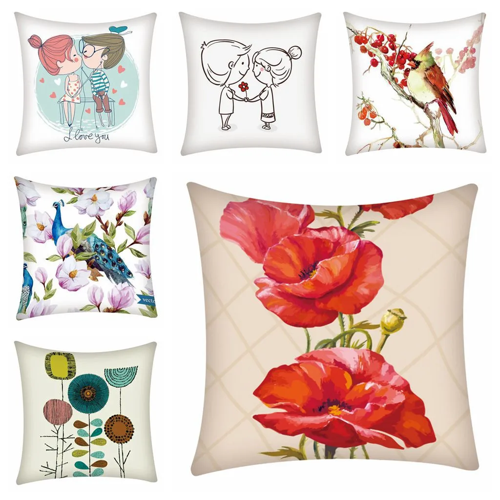 

Print decorative pillow Case Polyester Sofa Car Home Decor Cushion Cover 45 X 45cm cojines decorativos para sofa pillow cover