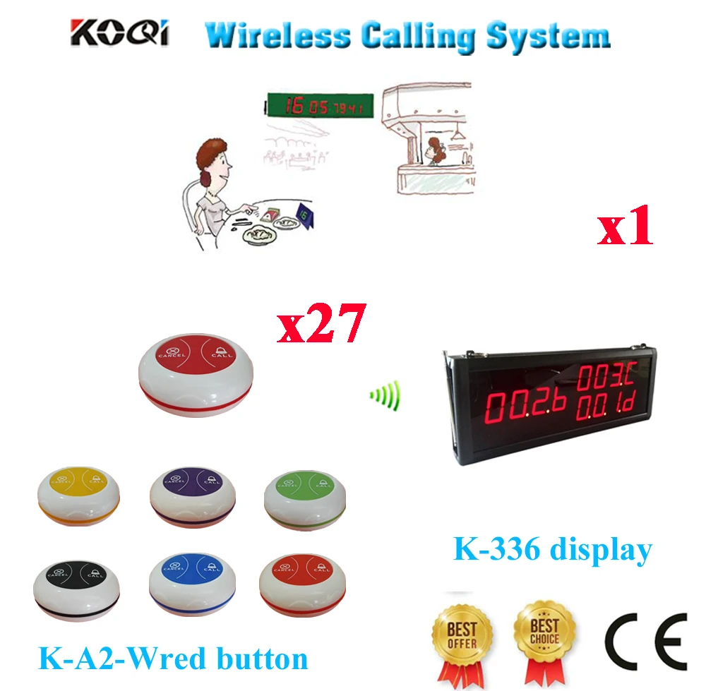 Wireless Order Table System Factory Price Of Panel Screen With 2keys Call Bell Button Restaurant Equipment(1 display+27 button)