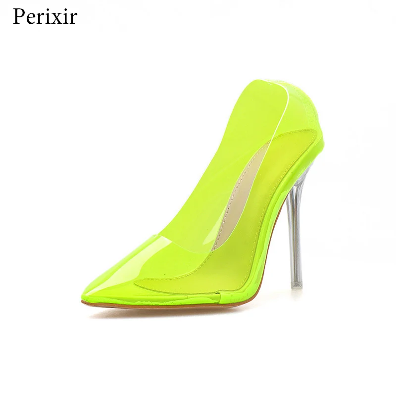 

Perixir Women Pumps Transparent Crystal Super High Heels Sexy Pointed Toe Slip-on Wedding Party Shoes For Lady Thin Heels Pumps
