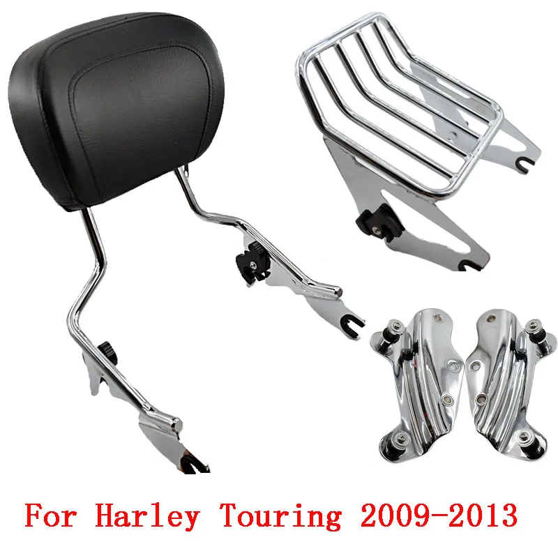Мотоцикл регулируемая спинка Сисси Бар с багажником для Harley Touring Road King FLHR Street Glide FLHX 2009 до