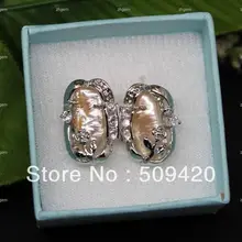 >>>>> 5 шт. природный настоящее розовый бива жемчуг серьги шпильки жемчужина размер: 7*18 мм