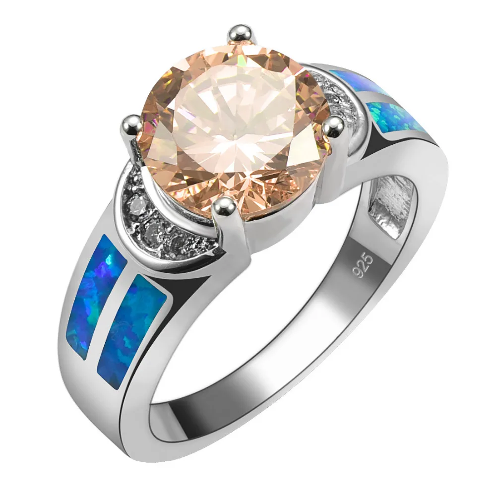 

Morganite With Blue Fire Opal 925 Sterling Silver Ring Beautiful Jewelry Size 6 7 8 9 10 R1496