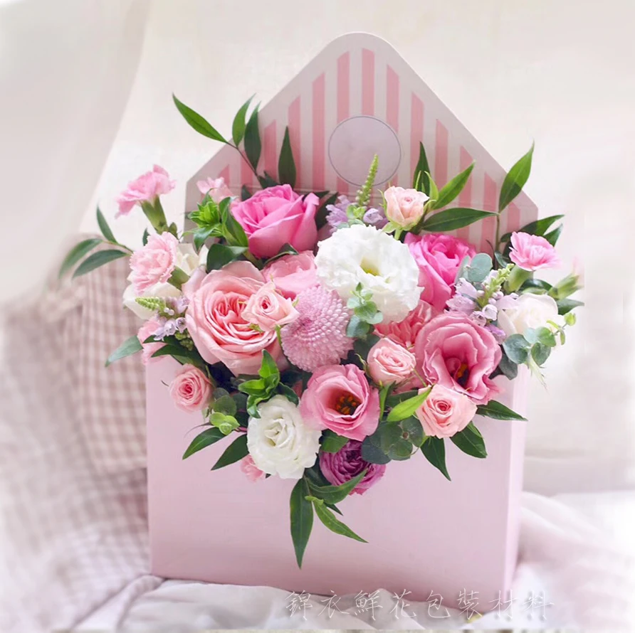 

5Sheets 35*23*8cm Hand-held envelope Box Fashionable Folding Flower Box Bouquet Box Gift Box Brocade Flower Packaging
